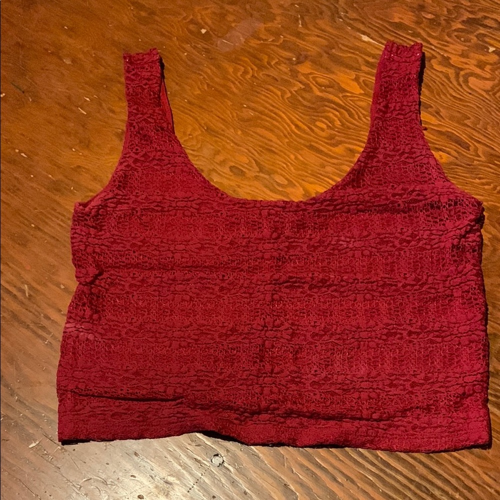 Forever 21 Red Smocked Crop Tank Top